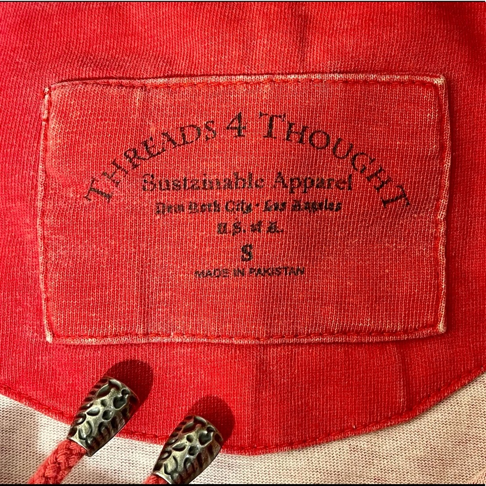 Threads 4 Thought Red Hoodie Jacket Size Small